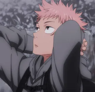 🕸 Itadori Yuji Jujutsu Kaisen anime, jujutsu kaisen, itadori yuji, character, pink hair, manga telegram sticker