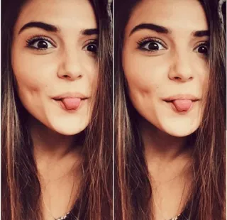 😝 woman, portrait, face, expression, tongue, selfie telegram sticker