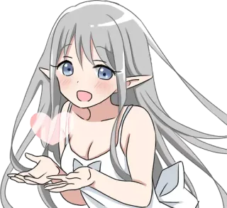 ❤️ Anime, Elf, Dziewczyna, Uroczy, Kawaii, Serce telegram sticker
