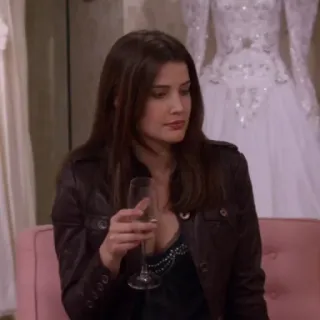 🍕 Robin Scherbatsky How I Met Your Mother phụ nữ, tóc nâu, váy cưới, váy, áo khoác, How I Met Your Mother, Robin Scherbatsky telegram sticker