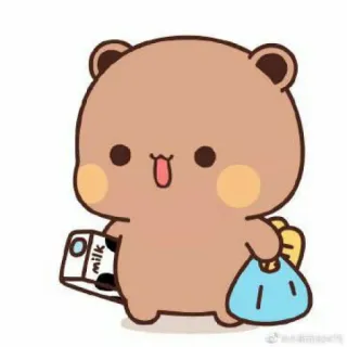 🍓 milk oso, leche, lindo, animal, dibujos animados whatsapp sticker