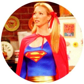 ✊ Phoebe Buffay Friends Superheld, lustig, TV-Sendung, Kostüm, Frau, Umhang whatsapp sticker