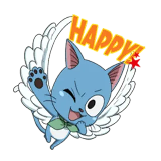 😻 Happy Fairy Tail HAPPY! Аниме, Кот, Летающий, Милый, Мультфильм, Крылья, Сказка telegram sticker