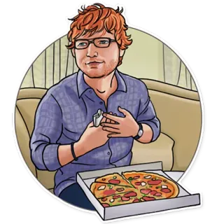 🍕 Ed Sheeran Ed Sheeran, celebridad, pizza, dibujos animados, cantante, música, retrato telegram sticker