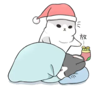 🎅 放弃 kucing, topi santa, tidur, kartun, lucu, binatang telegram sticker