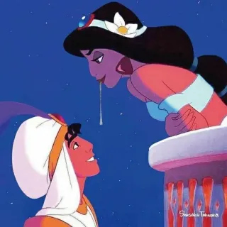 😚 Aladdin and Jasmine Aladdin disney, cartoni animati, romance, amore, personaggi, principessa telegram sticker