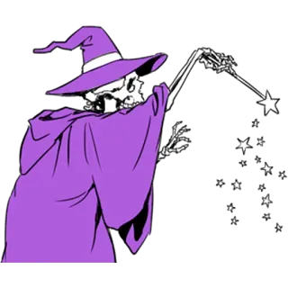 🪄 magicien, squelette, magie, étoiles, halloween, fantaisie telegram sticker