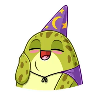 😆 frog, wizard, cartoon, magic, cute, happy telegram sticker