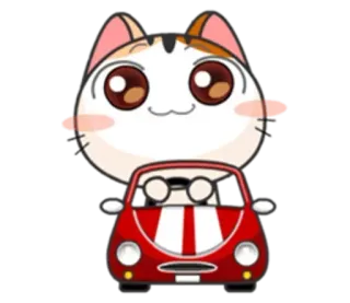 😽 Katze, Tier, Cartoon, Auto, Fahren telegram sticker