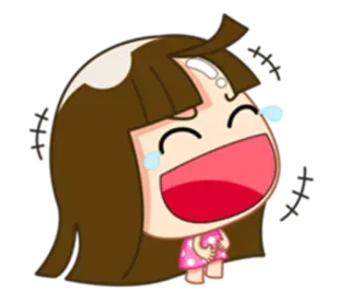 😂 cartoon, girl, crying, happy, emoji, sticker whatsapp sticker