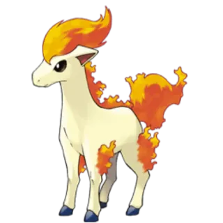 🔵 Ponyta Pokemon Ponyta, Pokémon, feu, cheval, animal, dessin animé, mignon telegram sticker