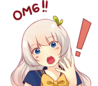 ❗ OMG!! Anime, Kaget, Terkejut, Tanda seru, Lucu, Gadis telegram sticker