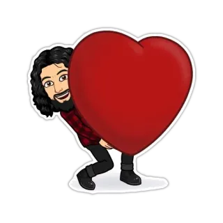 ❤️ tình yêu, trái tim, bitmoji, hoạt hình, đàn ông, vải flannel, ôm, tình cảm telegram sticker