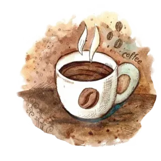 ☕️ coffee 咖啡, 饮料, 饮品, 杯子, 水彩, 咖啡因 telegram sticker