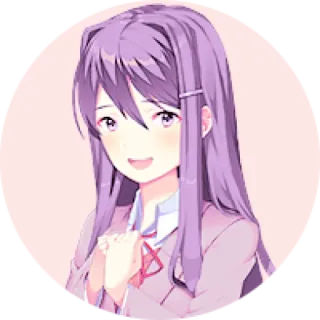 💜 Yuri Doki Doki Literature Club! Anime, Sticker, Dễ thương, Cô gái, DDLC, Yuri telegram sticker