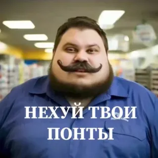 🤩 НЕХУЙ ТВОИ ПОНТЫ Mann, Schnurrbart, Russisch, Beleidigend, Ausdruck telegram sticker