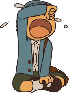 😢 Professor Layton professor layton, video game, desenho animado, chorando, triste telegram sticker