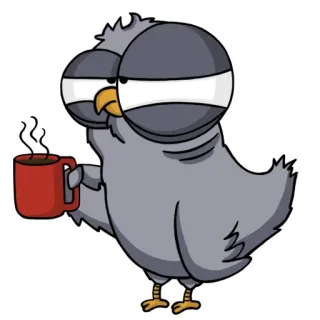 🙁 oiseau, café, animal, dessin animé telegram sticker