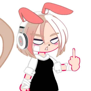 🖕 bunny, character, anime, middle finger, headphones telegram sticker