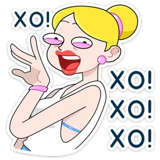 😄 XO! การ์ตูน, ผู้หญิง, สีหน้า, จูบ, กอด telegram sticker