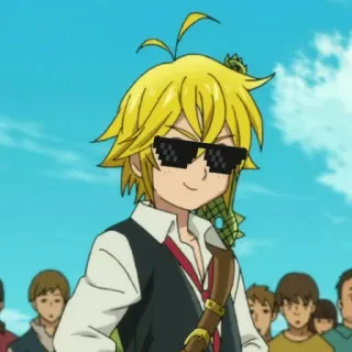 😎 Meliodas The Seven Deadly Sins アニメ, ステッカー, Deal with it, メガネ, メリオダス, 七つの大罪 telegram sticker