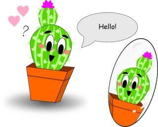 🖐 Hello! кактус, растение, привет, милый, мультфильм, комнатное растение whatsapp sticker