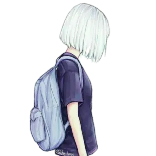 😔 anime, gadis, ransel, rambut pendek telegram sticker