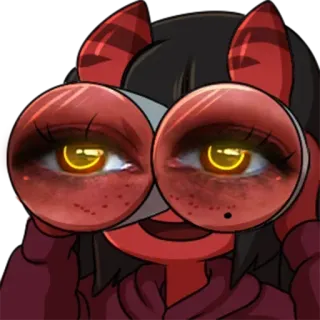 👁 Dämon, rot, Teufel, Fernglas, Augen telegram sticker