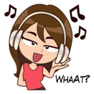 🎧 WHAAT? music, headphones, cartoon, girl, exclamation, surprised telegram sticker