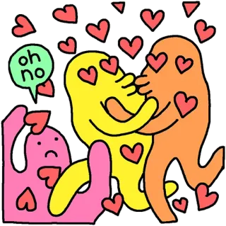 💕 oh no dibujos animados, corazones, amor, emoción, divertido telegram sticker