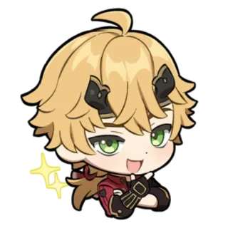 ✨ Thoma Genshin Impact Anime, Videospiel, Charakter, süß, lächelnd, blond whatsapp sticker