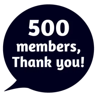 😵 500 members, Thank you! membros, obrigado, celebração, comunidade, marco, conquista telegram sticker