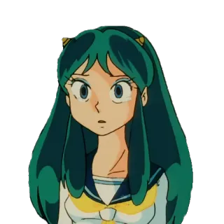 😢 Lum Invader Urusei Yatsura anime, cartoon, manga, alien, green hair, school uniform telegram sticker
