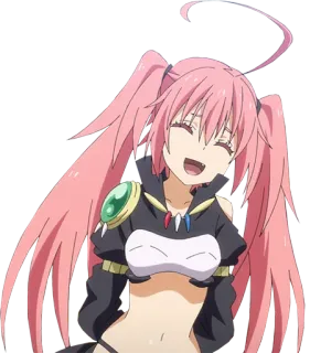 😁 anime, pink hair, smiling, character, cute telegram sticker