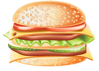 🍔 Hamburguesa, Cheeseburger, Comida, Sándwich, Comida rápida telegram sticker