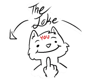 🐒 The Joke, YOU gato, dedo corazón, broma, insulto, dibujo animado, ofensivo, divertido telegram sticker