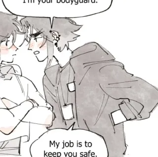 🩹 I'm your bodyguard. My job is to keep you safe. garde du corps, animé, bande dessinée, homme, sûr telegram sticker