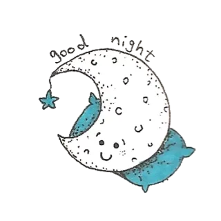 🌙 луна, звезда, милый, сонный, каваий, мечта, подушка telegram sticker