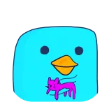 👋 bleu, oiseau, dessin animé, autocollant telegram sticker