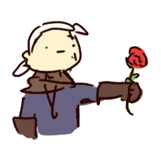 🙂 cartoon, rose, flower, offering, character, art telegram sticker