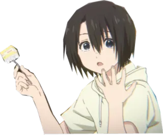 😵 Shoko Nishimiya A Silent Voice anime, girl, eating, cake, silent voice, shoko nishimiya, cute telegram sticker