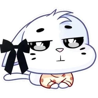 😐 ステッカー, ウサギ, 動物, リボン, 可愛い, 漫画 telegram sticker