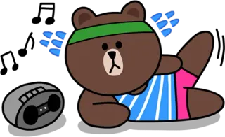 🧘‍♂️ Brown beruang, kartun, kebugaran, olahraga, boombox telegram sticker