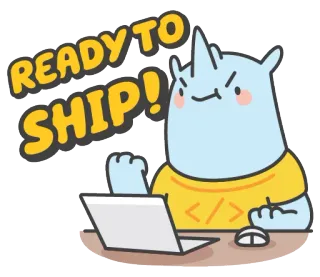 👍 READY TO SHIP! envio, pronto, desenho animado, computador, pacote, entrega telegram sticker