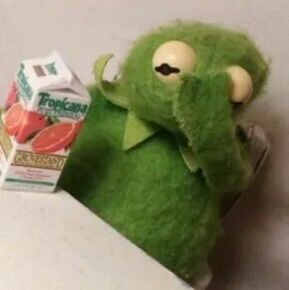 🐸 Kermit Kermit, Muppet, rana, Tropicana, succo, bevanda, divertente, meme telegram sticker