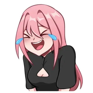 🤣 Аниме, Девушка, Смех, Плач, Розовые волосы, Каваий telegram sticker