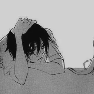 ❄️ anime, manga, sad, boy, monochrome, emotional telegram sticker