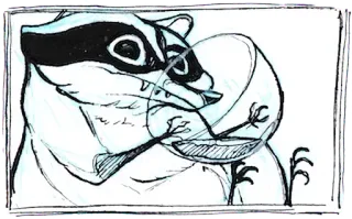 🍷 raccoon, glass, animal, art, drawing, illustration telegram sticker