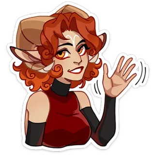 ⭐ fantasy, demon, rogi, kobieta, postać, fala, kreskówka telegram sticker
