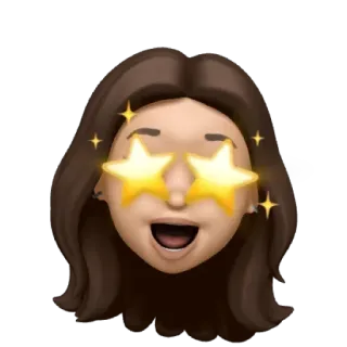 🤩 emoji, olhos de estrela, estrelas, mulher, rosto, animada telegram sticker